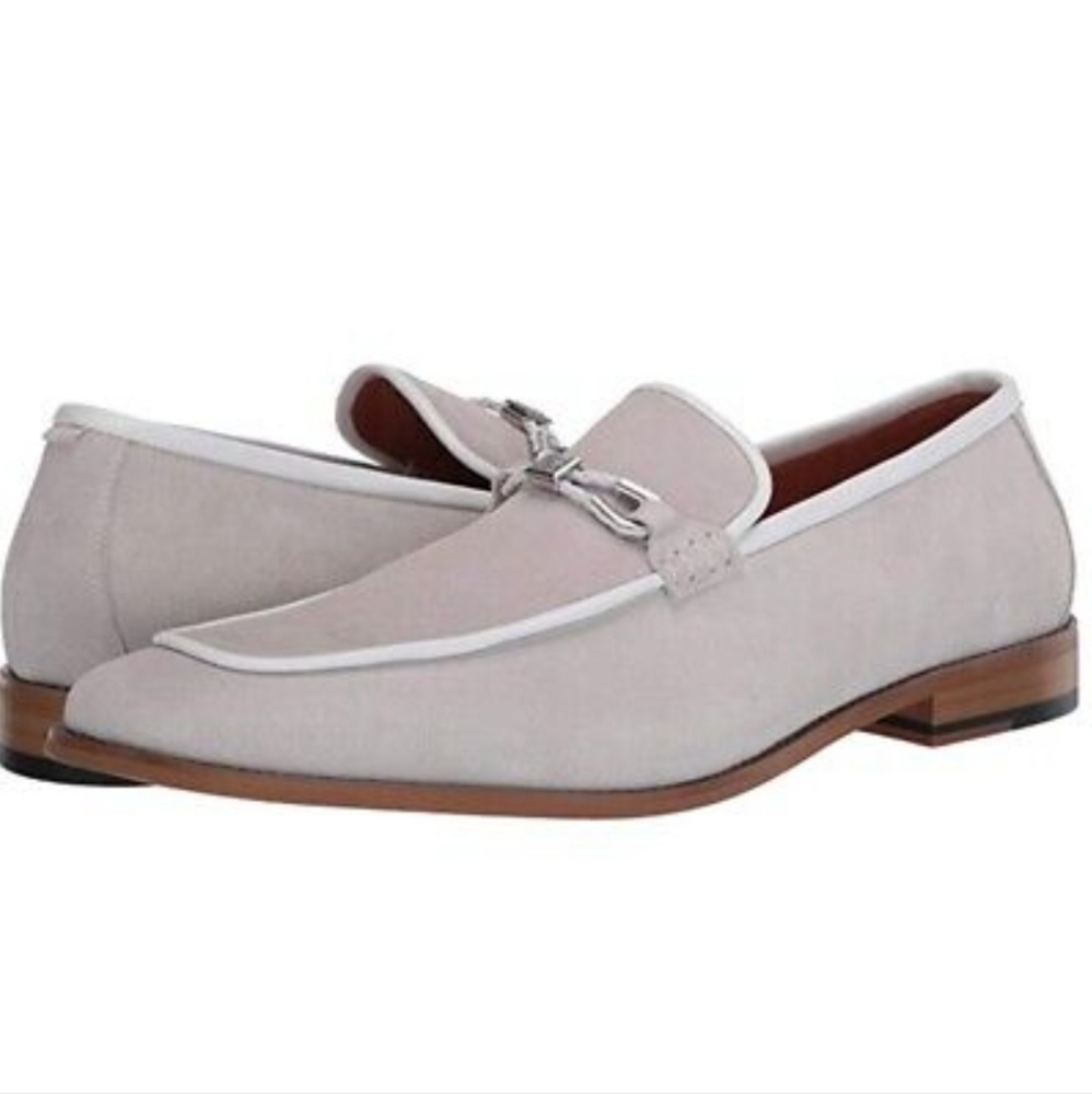 STACY ADAMS Men's Colbin Suede Slip-on Loafer Casual/ Dress White Shoes Size11.5